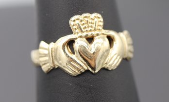 14k Yellow Gold Celtic Claddagh Ring