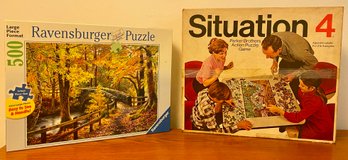 1968 Parker Brothers Situation 4 Board Game & 500 Piece Ravensburger Jigsaw Puzzle