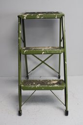 Vintage Metal  Mid-century Green Folding Step Stool