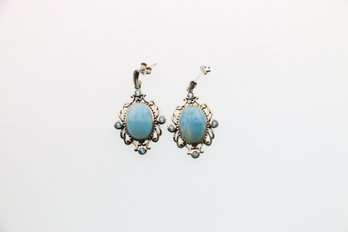 CFJ Collins Fine Jewelry Sterling Silver Blue Stone Earrings