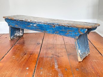 A Long, Low Rustic Painted Pine Bench