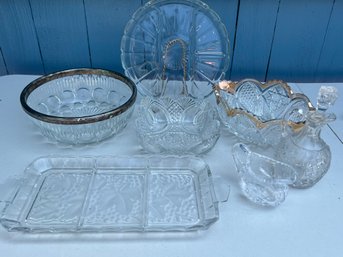 Group Of Cut Glass/pressed Glass