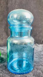 Vintage Blue Glass Bubble Top Apothecary Jar