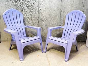 A Pair Of Acrylic Adirondack Chairs In Attractive Purple!