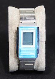 Contemporary Japanese Stainless Steel Aqua Blue Wristwatch