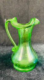 Vintage Green Glass Small Pitcher