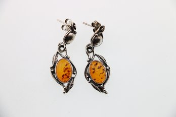 Sterling Silver Amber Earrings