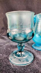 Vintage Indiana Glass Prussian Blue Thumbprint Cordial Glass