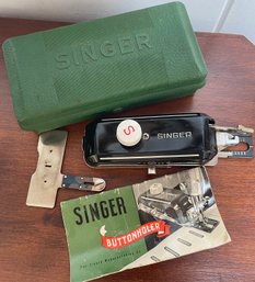 SINGER BUTTONHOLER Feed Cover Plate, Templates, Original Box & Instruction Booklet.
