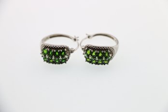 Sterling Silver Green Garnet Earrings