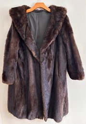 Vintage Fur Coat With Embroidered Silk Lining