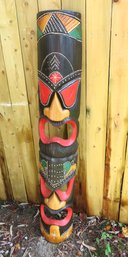 Red Carved Tiki Tribal Tall Wood Mask