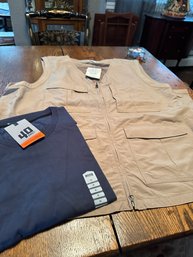 High Quality Deluth Trading Co. 4 Pocket Vest 3XL And Blue Deluth Trading Tee  3XL