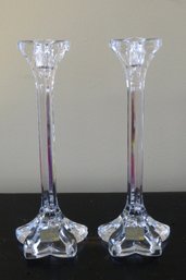 Elegant Pair Of MIKASA Crystal Star Flower Candlesticks - Made In Germany - NWT