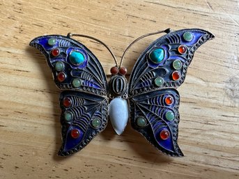 Stunning Enameled Butterfly Brooch 1992 MMA