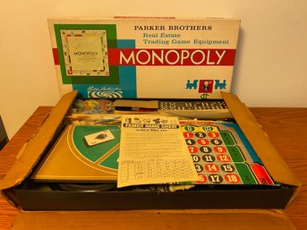 1961 Parker Bros Monopoly Game & Family Game Chest Set #1414 By Bar Zim Toys