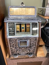 Antique Superior Bell Nickle Slot Machine 14x13.5x24.5 Circa 1920s A Real Beauty Arm Pulls Nicely Wheels Spin