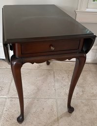 Vintage Queen Anne Style One Drawer Drop Leaf Table