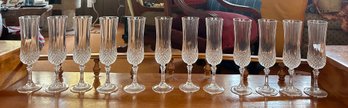 Set Of 12 Elegant Cut Crystal Champagne Flute Glassware Long Champ Glasss.
