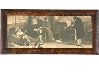 Antique Lithograph Print Of Leo Arndt's Etching 'Beethoven' In Oak Frame