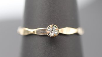 Antique & Dainty Diamond Solitaire Ring In 14k Yellow Gold
