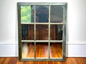 A Retro Style Window Pane Mirror