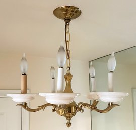 A Vintage Brass And Marble Chandelier - Larger