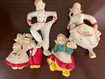 Four Vintage ,plaster Dutch Wall Hanging Figurines. 6'-9' Tall