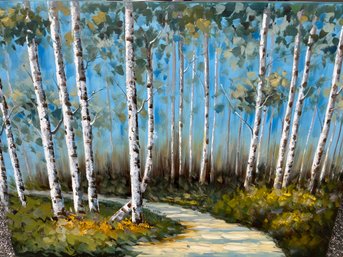 Large Canvas Painting - Path Through Aspen Trees