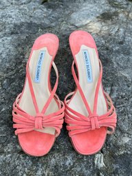 Manolo Blahnik Salmon Colored Sandals Size 36.5