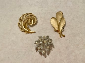 Three Vintage Signed Trifari Brooches