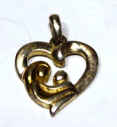 Sterling Silver Heart Shaped Pendant Mother And Child