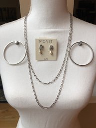 4 Monet Vintage Silver Pieces Of Jewelry