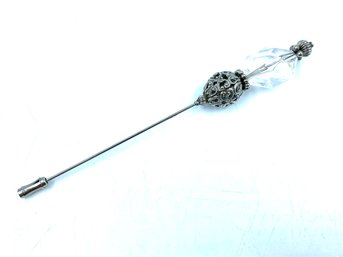 Vintage Exquisite Filigree & Faceted Stone Hat Pin