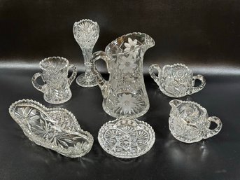 A Sparkling Assortment Of Vintage American Brilliant Period Cut Glass & Cut Crystal