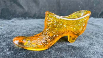 Fenton Amber Glass Slipper