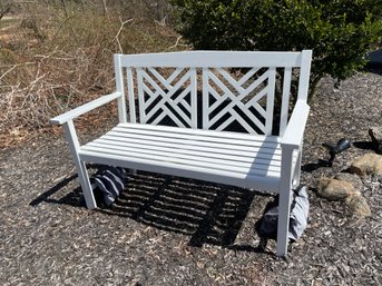 Vinyl White Garden Bench. (left)