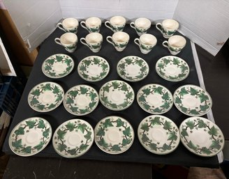 Wedgwood & Barlaston Made In England Napoleon Ivy Used By Napoleon At St. Helena 1815 Cups & Saucers. MP/ E5