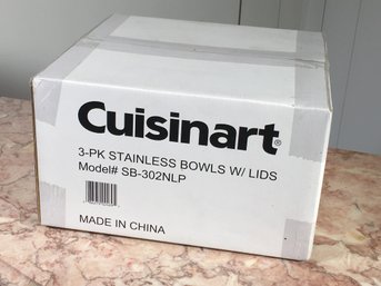 (2 Of 2) Set Of 3 Brand New CUISINART Stainless Steel Bowls With Lids - Never Opened Or Used - Great Quality