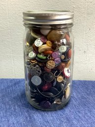 Large Quart Jar Of Vintage Buttons