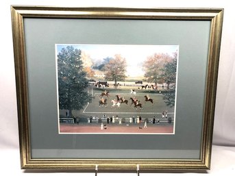 Michel Delacroix Framed, Matted, & Signed Print - Polo Match Scene