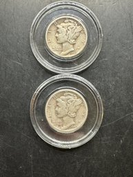 2 Mercury Dimes 1945, 1945-D