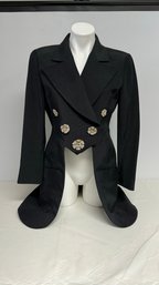 A Vintage KARL LAGERFELD Black Evening Wear Coat For Neiman Marcus Size 42  - Made In France