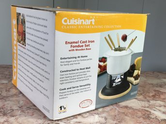 (1 Of 2) Fabulous CUISINART $110 Retail Price - Brand New 12 Piece Fondue Set - Enamel Cast Iron Pot - WOW !