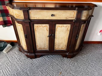 Entryway Console Cabinet With Fluted Trim And Decorative Paneling