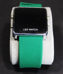 Contemporary LED Japanese Quartz Movement Wristwatch Having Green Band