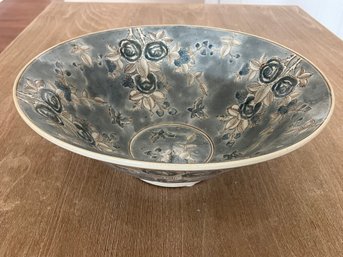 Pier 1 Imports Ceramic Bowl With A Pretty Botanical Pattern In Dusty Blue