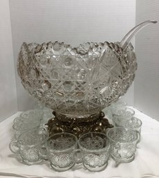 BEAUTIFUL Large And Heavy Glass Punch Bowl