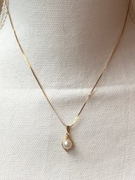 16' 14KT Gold Chain With Cultivated Pearl