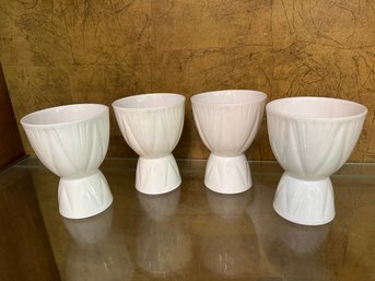 Set Of 4 Shelley White Bone China Double Egg Cups